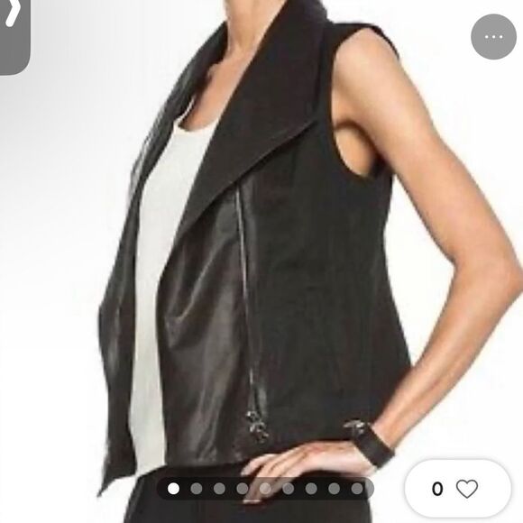 VINCE LEATHER AND LINEN ASYMMETRICAL MOTO VEST - Picture 14 of 14